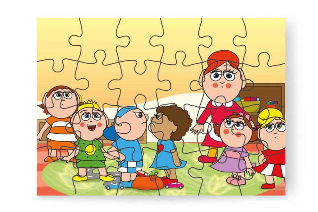Óvónéni a gyerekekhez siet – Dolly iskolásat akar játszani puzzle, 24 darab [TC27-07-P24]