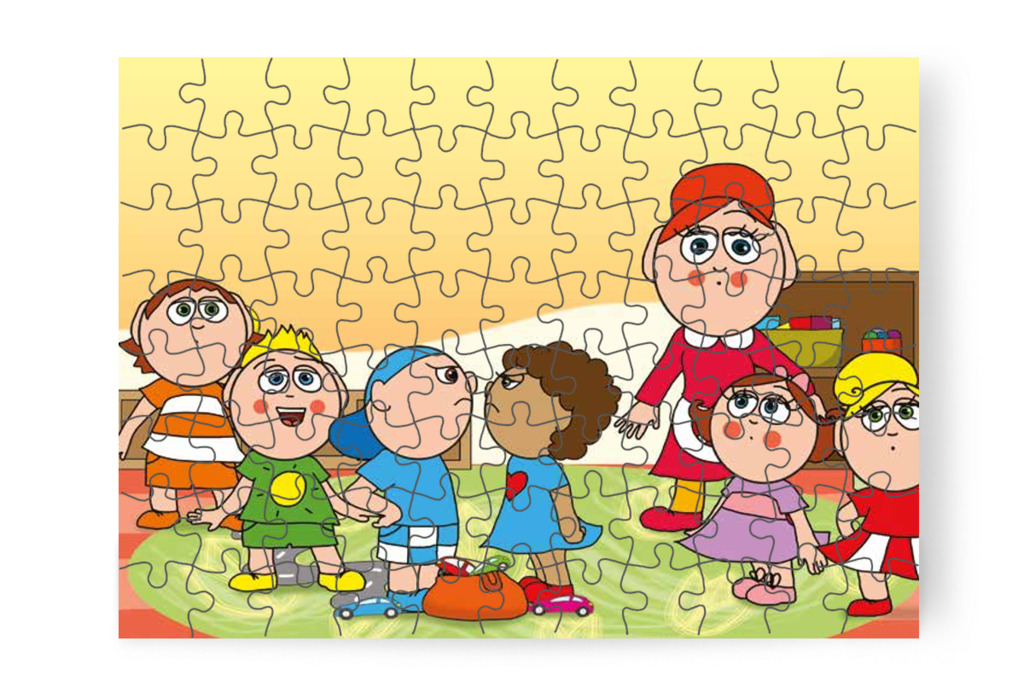 Óvónéni a gyerekekhez siet – Dolly iskolásat akar játszani puzzle, 88 darab [TC27-07-P88]