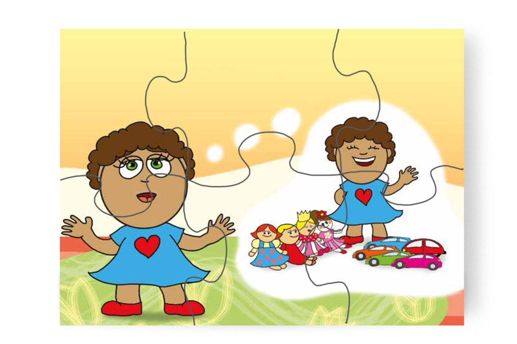 Dolly elmeséli az iskolás játék ötletét – Dolly iskolásat akar játszani puzzle, 6 darab [TC27-08-P06]