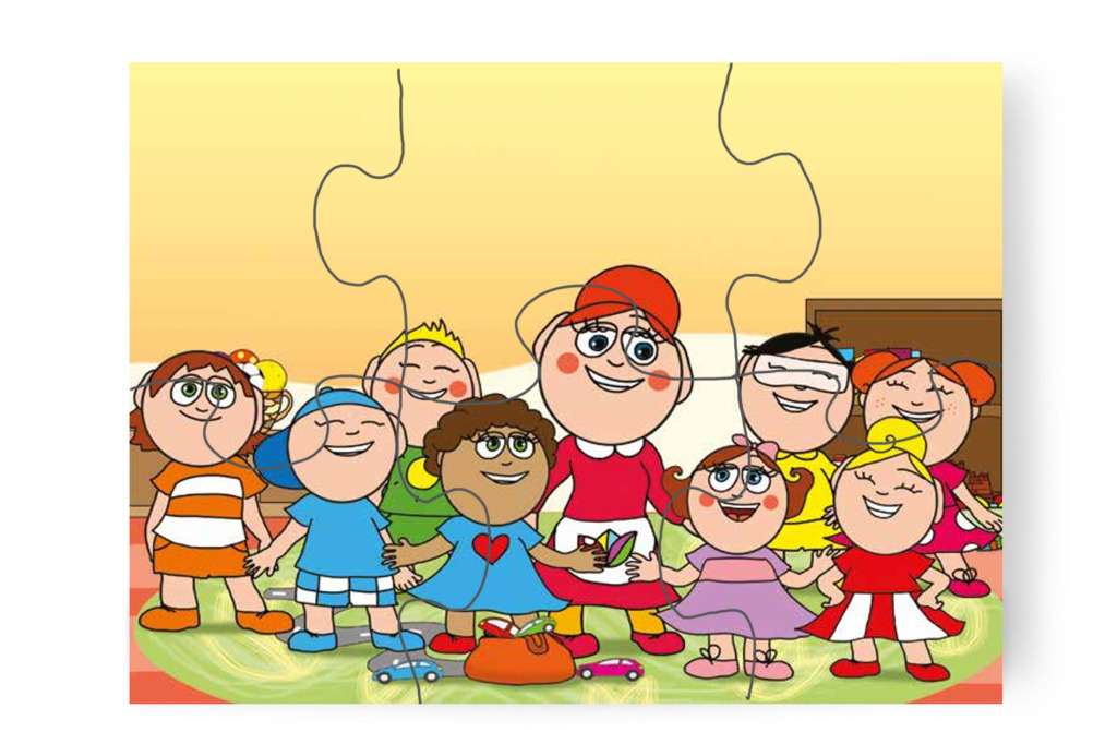 A gyerekek együtt játszanak iskolásat – Dolly iskolásat akar játszani puzzle, 6 darab [TC27-11-P06]