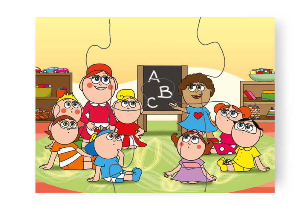 Dolly felírja az ABC betűit – Dolly iskolásat akar játszani puzzle, 6 darab [TC27-14-P06]
