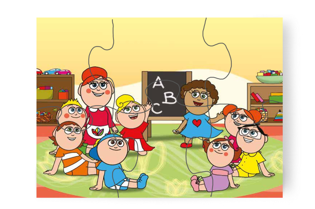 Kata felismeri az A betűt – Dolly iskolásat akar játszani puzzle, 6 darab [TC27-15-P06]