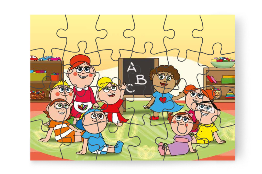 Kata felismeri az A betűt – Dolly iskolásat akar játszani puzzle, 24 darab [TC27-15-P24]