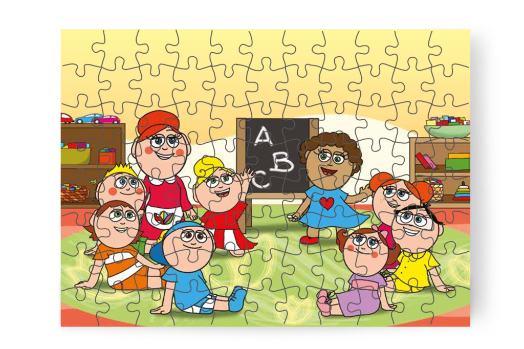 Kata felismeri az A betűt – Dolly iskolásat akar játszani puzzle, 88 darab [TC27-15-P88]