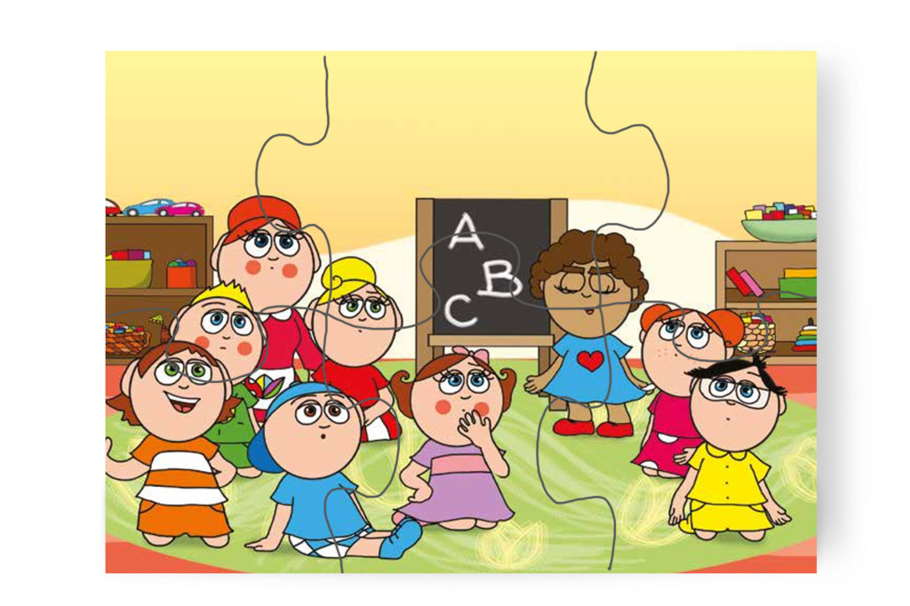Ádám a számolásról kérdezi Dollyt – Dolly iskolásat akar játszani puzzle, 6 darab [TC27-17-P06]