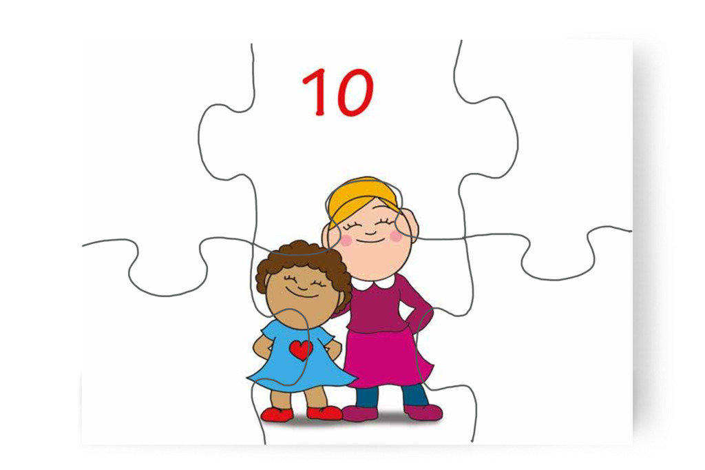Tízig jut a közös számolás – Dolly iskolásat akar játszani puzzle, 6 darab [TC27-22-P06]