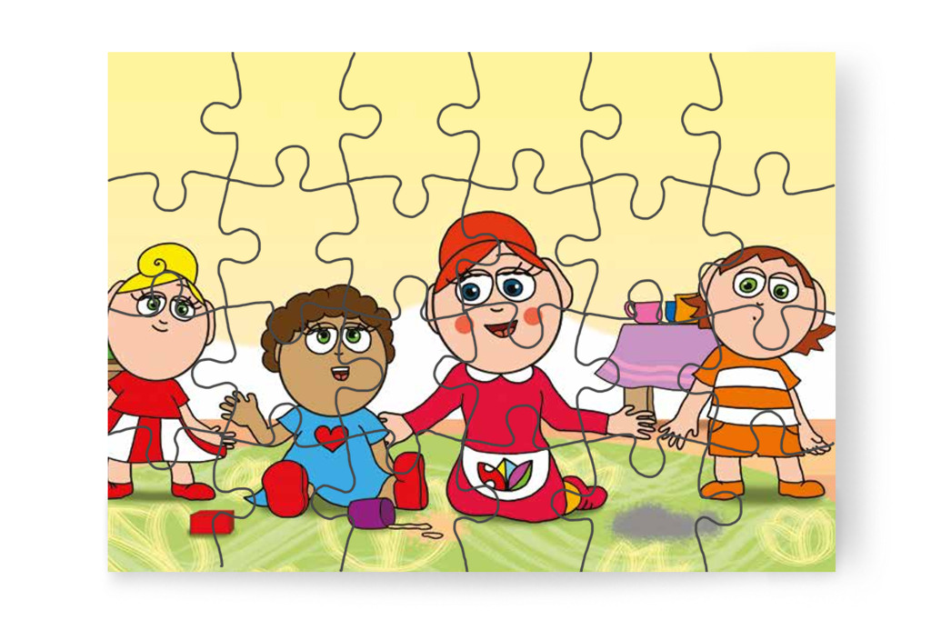 Már két folt van a szőnyegen – 24 darabos karton puzzle | Óvónéni és a szőnyeg