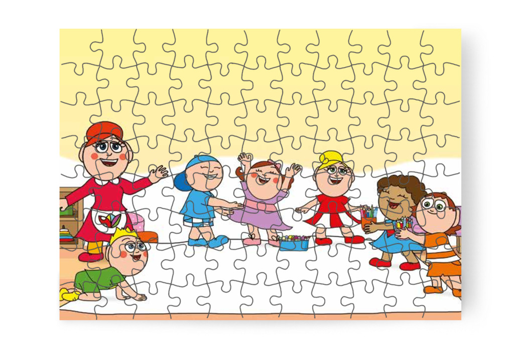 A gyerekek zsírkrétákat hoznak – 88 darabos karton puzzle | Óvónéni és a szőnyeg