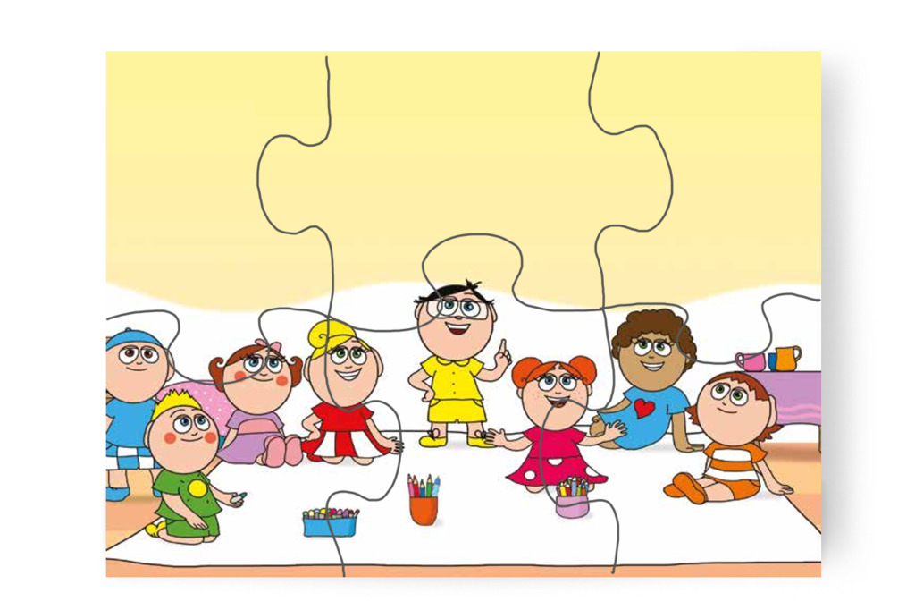 Közösen kitalálnak egy kastélyt – 6 darabos karton puzzle | Óvónéni és a szőnyeg