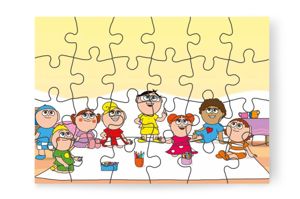 Közösen kitalálnak egy kastélyt – 24 darabos karton puzzle | Óvónéni és a szőnyeg