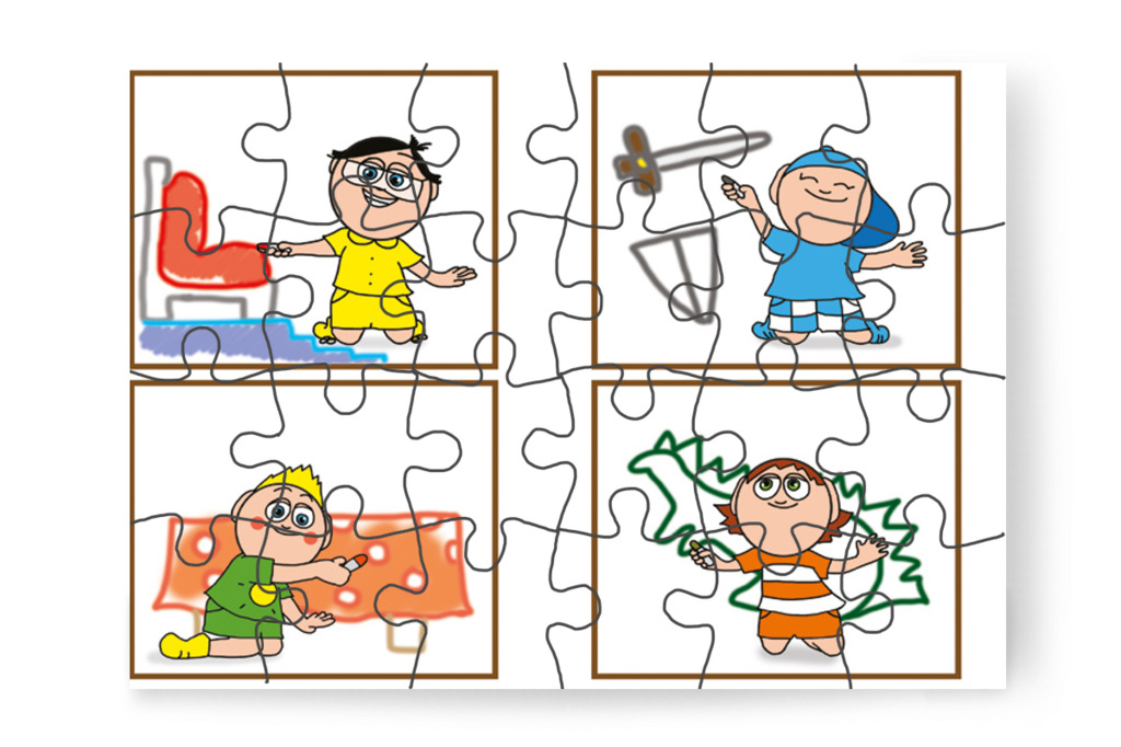 A fiúk berendezik a kastélyt – 24 darabos karton puzzle | Óvónéni és a szőnyeg