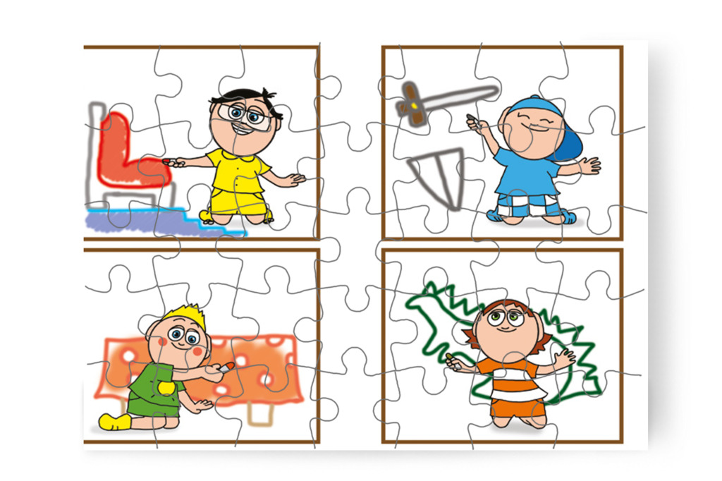 A fiúk berendezik a kastélyt – 35 darabos karton puzzle | Óvónéni és a szőnyeg