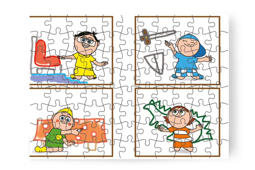 A fiúk berendezik a kastélyt – 88 darabos karton puzzle | Óvónéni és a szőnyeg