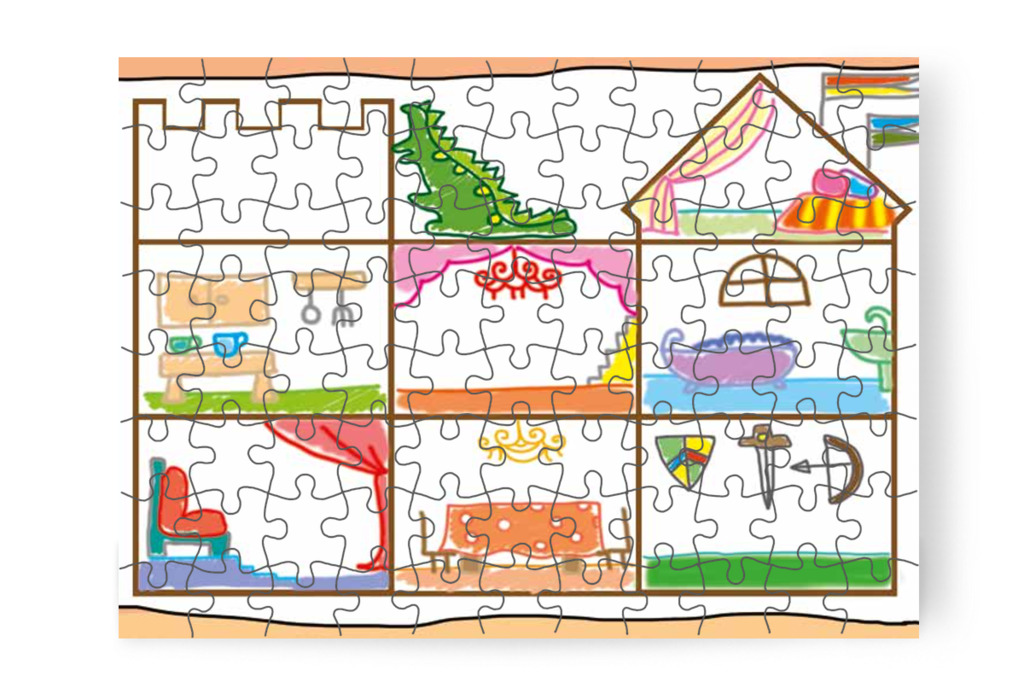 Elkészül a közös rajzolt kastély – 88 darabos karton puzzle | Óvónéni és a szőnyeg