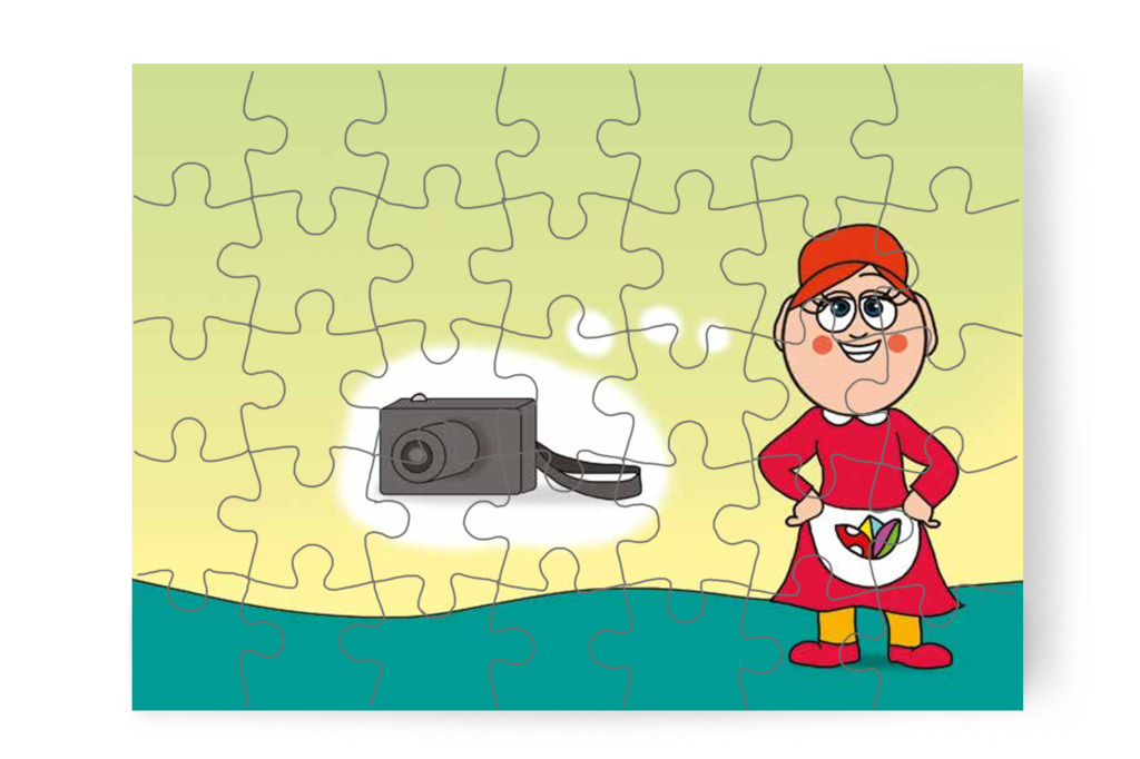 Óvónéni tiszta ruhát kér a fotózáshoz – 35 darabos karton puzzle | Tamás és a rosszalkodás