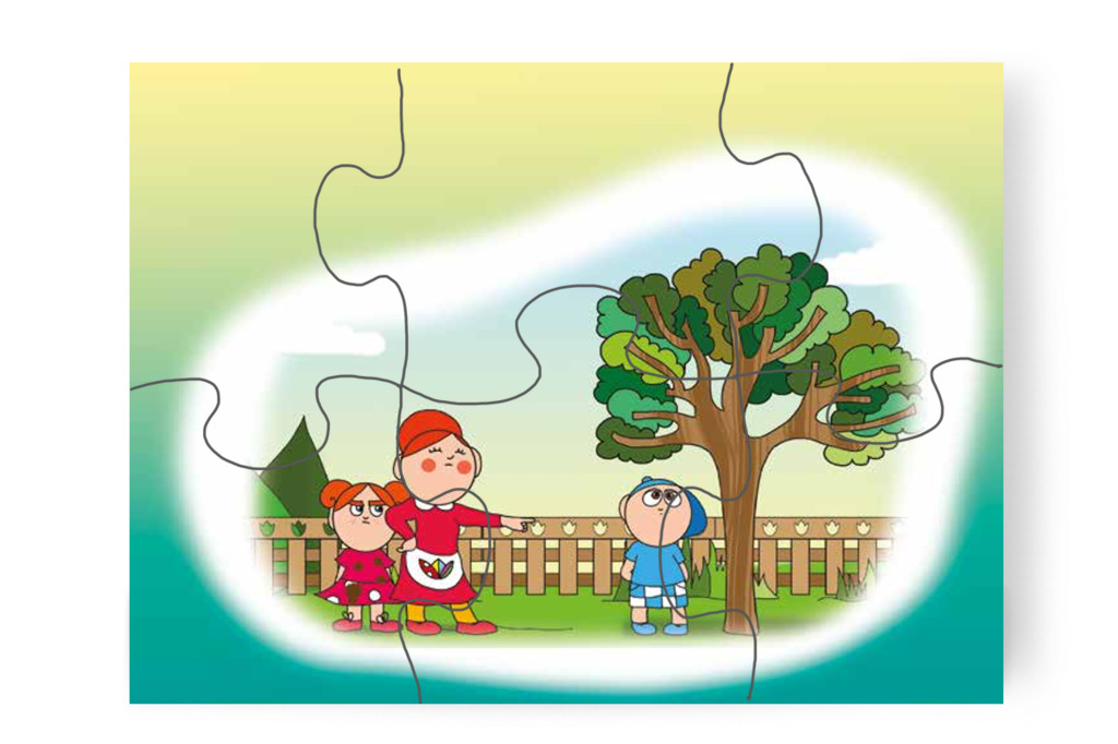 Óvónéni emlékeztet a Büntifára – 6 darabos karton puzzle | Tamás és a rosszalkodás