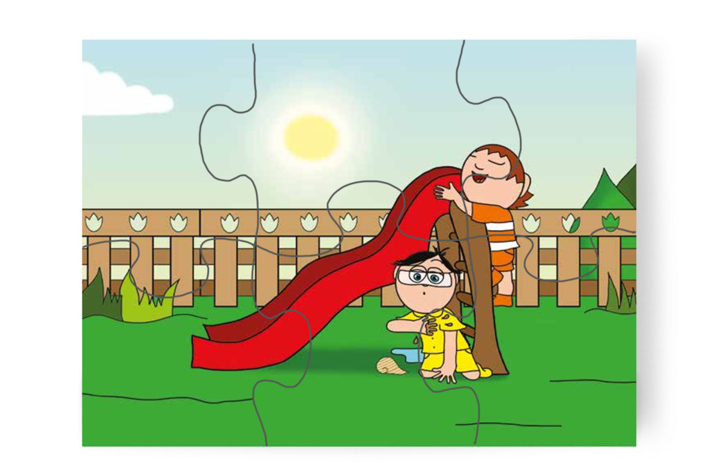Tamás inge sáros lesz – 6 darabos karton puzzle | Tamás és a rosszalkodás