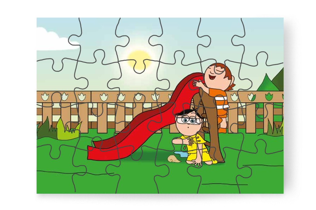 Tamás inge sáros lesz – 24 darabos karton puzzle | Tamás és a rosszalkodás
