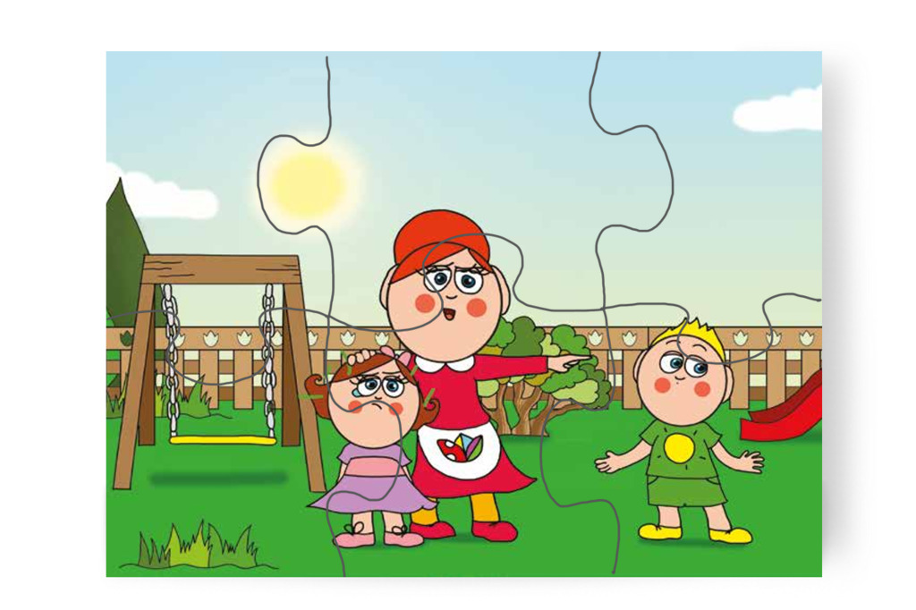 Óvónéni rászól Patrikra – 6 darabos karton puzzle | Tamás és a rosszalkodás