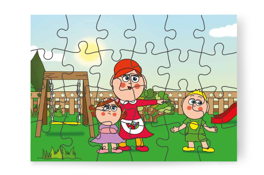 Óvónéni rászól Patrikra – 24 darabos karton puzzle | Tamás és a rosszalkodás