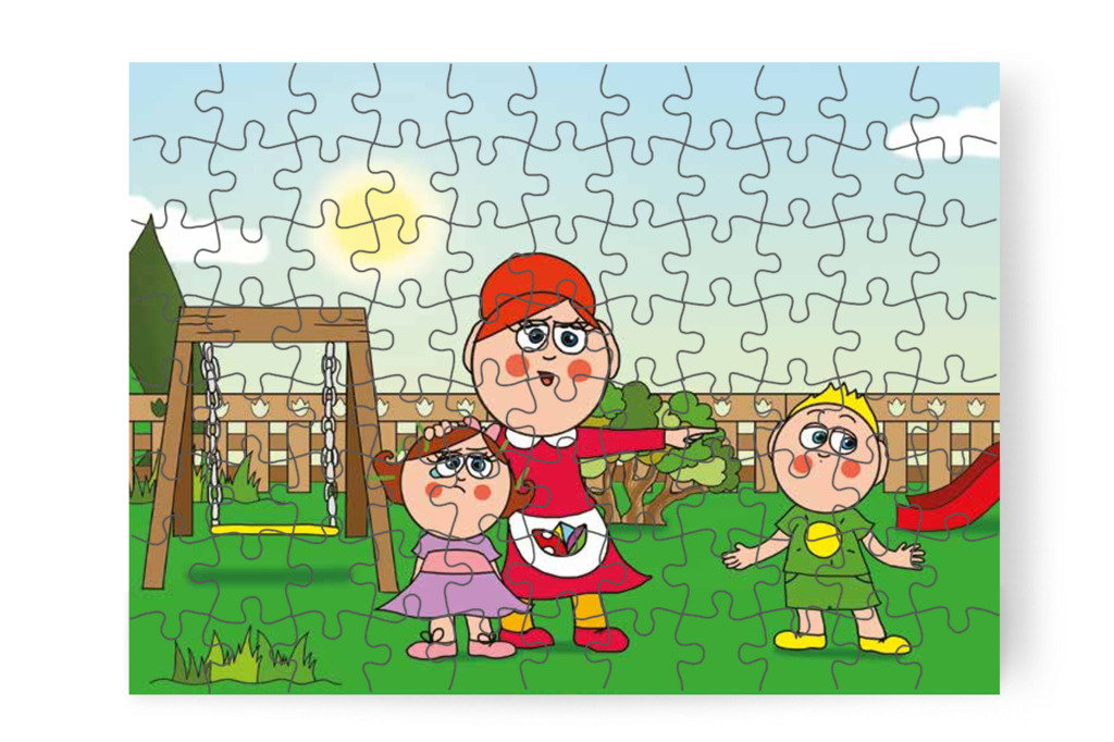 Óvónéni rászól Patrikra – 88 darabos karton puzzle | Tamás és a rosszalkodás