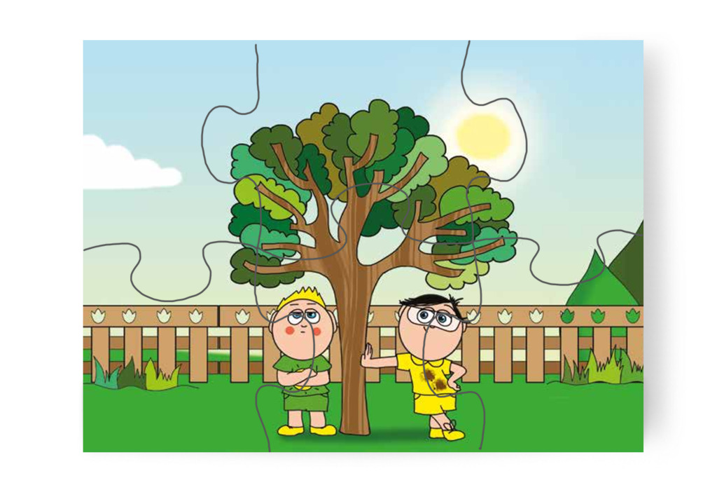 Patrik is a Büntifánál áll – 6 darabos karton puzzle | Tamás és a rosszalkodás