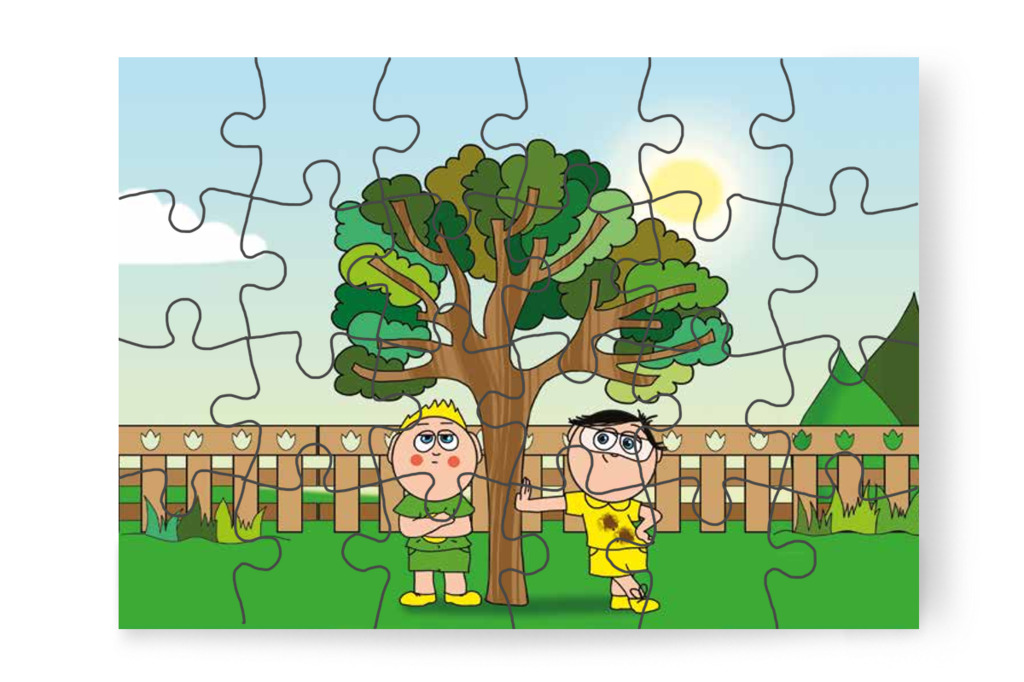 Patrik is a Büntifánál áll – 24 darabos karton puzzle | Tamás és a rosszalkodás