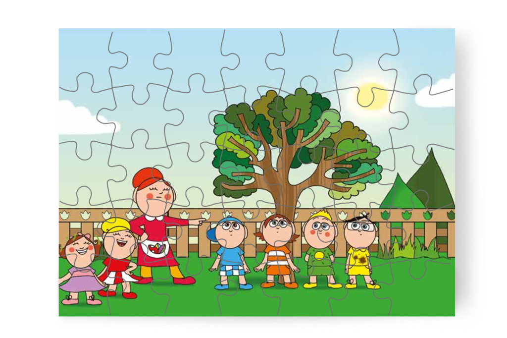 A fiúk a Büntifa alatt sorakoznak – 35 darabos karton puzzle | Tamás és a rosszalkodás