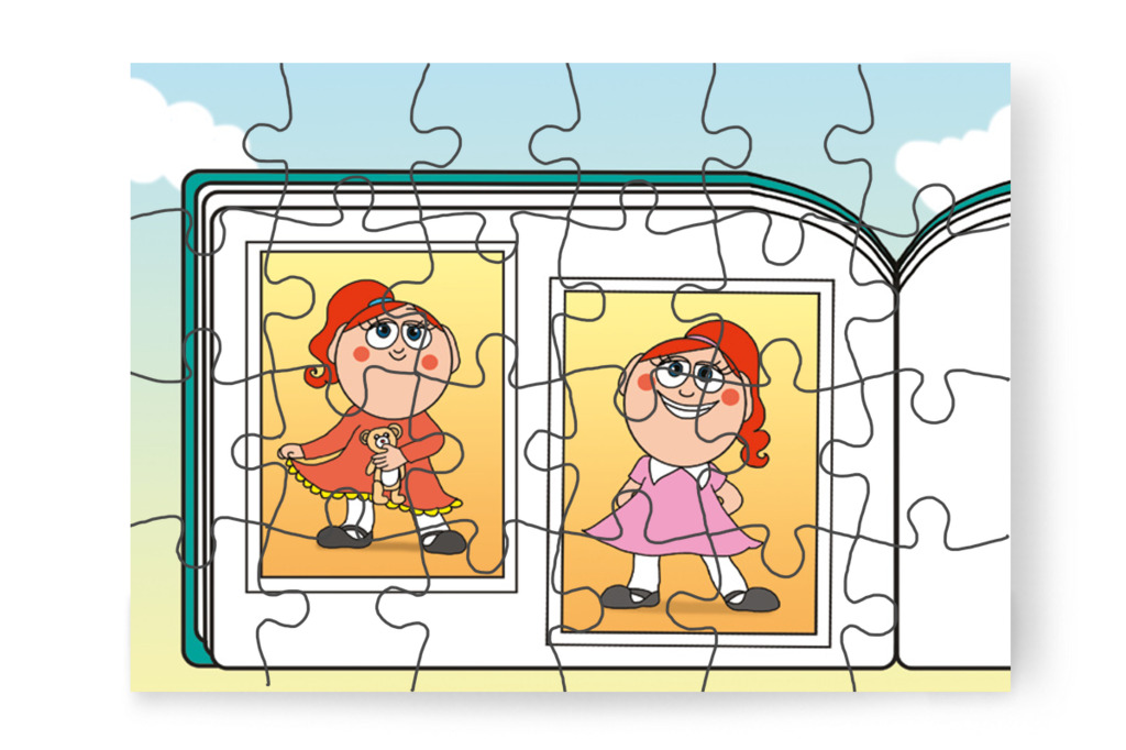 Óvónéni szép ruhás képeket mutat – 24 darabos karton puzzle | Tamás és a rosszalkodás