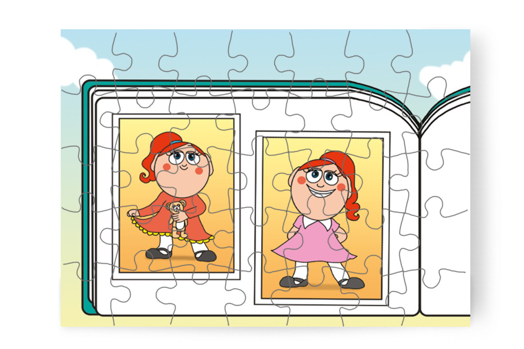 Óvónéni szép ruhás képeket mutat – 35 darabos karton puzzle | Tamás és a rosszalkodás