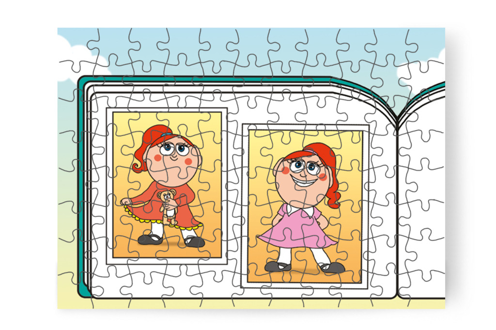 Óvónéni szép ruhás képeket mutat – 88 darabos karton puzzle | Tamás és a rosszalkodás
