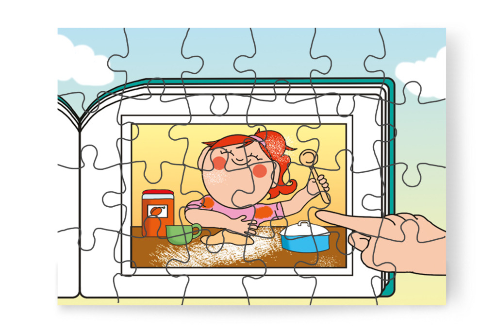 Óvónéni lekváros szoknyája előkerül – 24 darabos karton puzzle | Tamás és a rosszalkodás