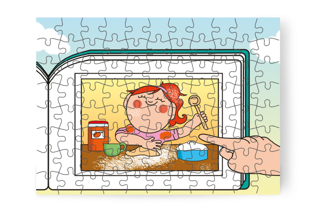 Óvónéni lekváros szoknyája előkerül – 88 darabos karton puzzle | Tamás és a rosszalkodás