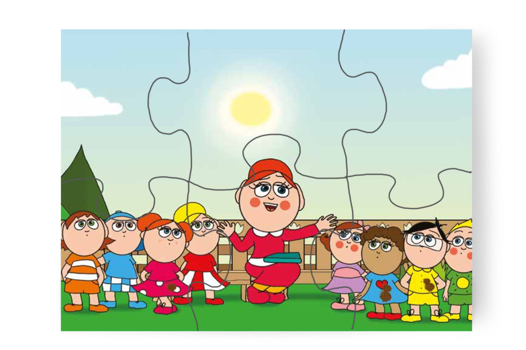 Óvónéni igazat ad a gyerekeknek – 6 darabos karton puzzle | Tamás és a rosszalkodás