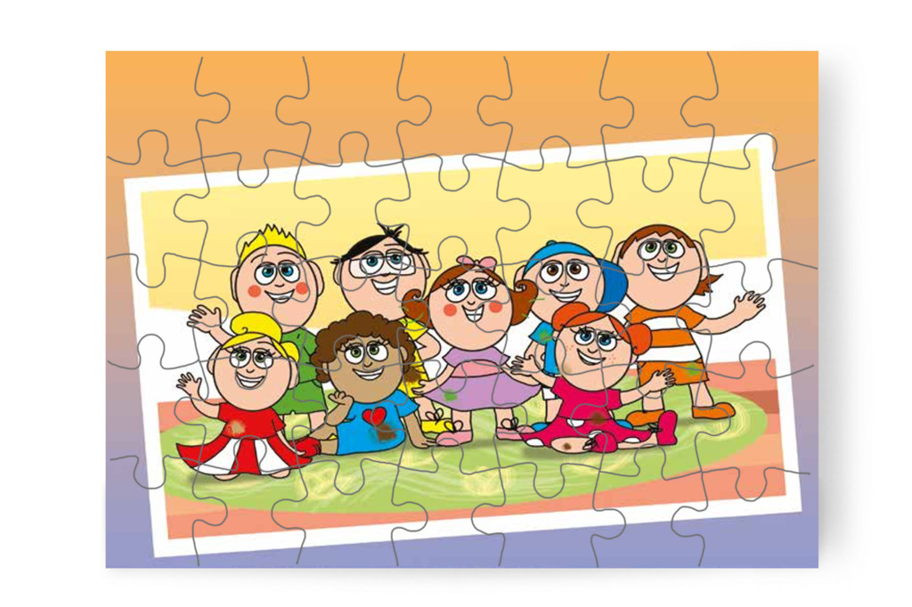 Boldog csoportkép készül – 35 darabos karton puzzle | Tamás és a rosszalkodás