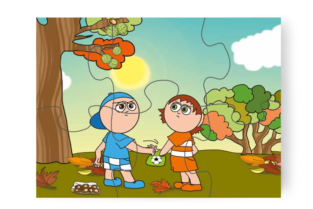 Márky megrántja a szatyrot – Márky és a gesztenyeszedés puzzle, 6 darab [TC35-10-P06]