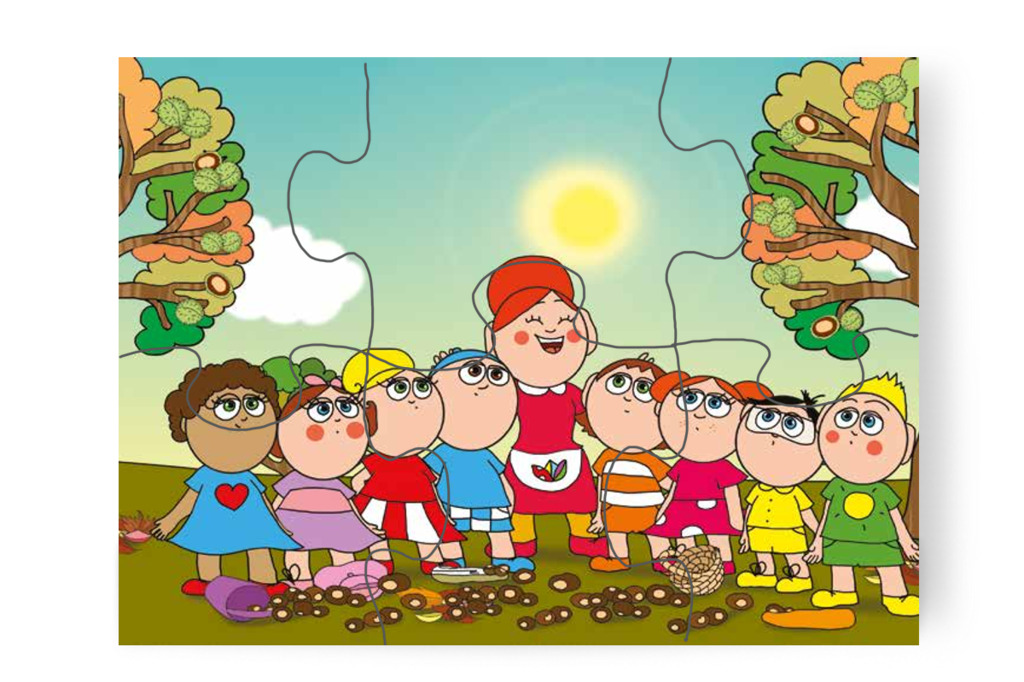 Óvónéni megnyugtatja őket – Márky és a gesztenyeszedés puzzle, 6 darab [TC35-16-P06]