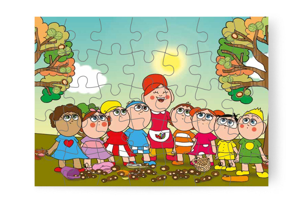 Óvónéni megnyugtatja őket – Márky és a gesztenyeszedés puzzle, 35 darab [TC35-16-P35]