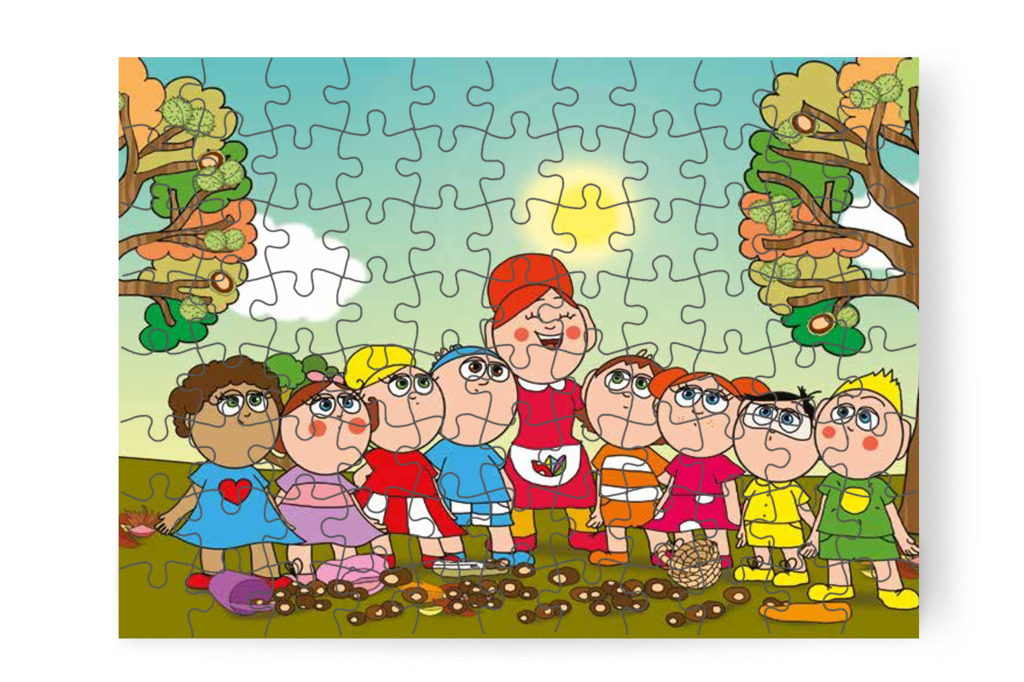 Óvónéni megnyugtatja őket – Márky és a gesztenyeszedés puzzle, 88 darab [TC35-16-P88]