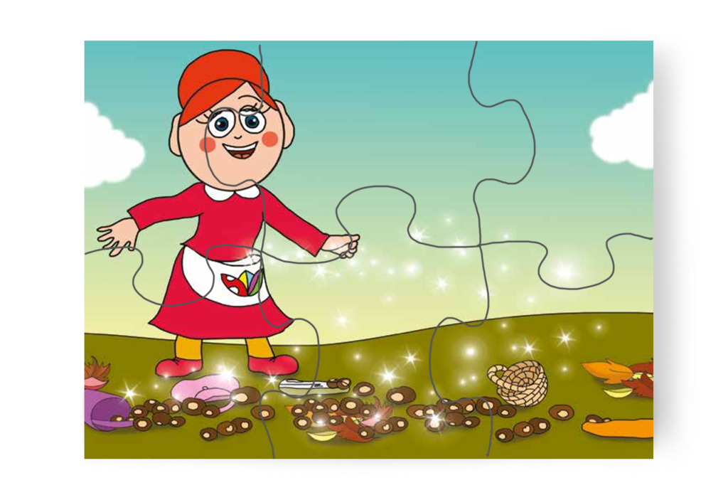 Óvónéni varázsport szór – Márky és a gesztenyeszedés puzzle, 6 darab [TC35-17-P06]
