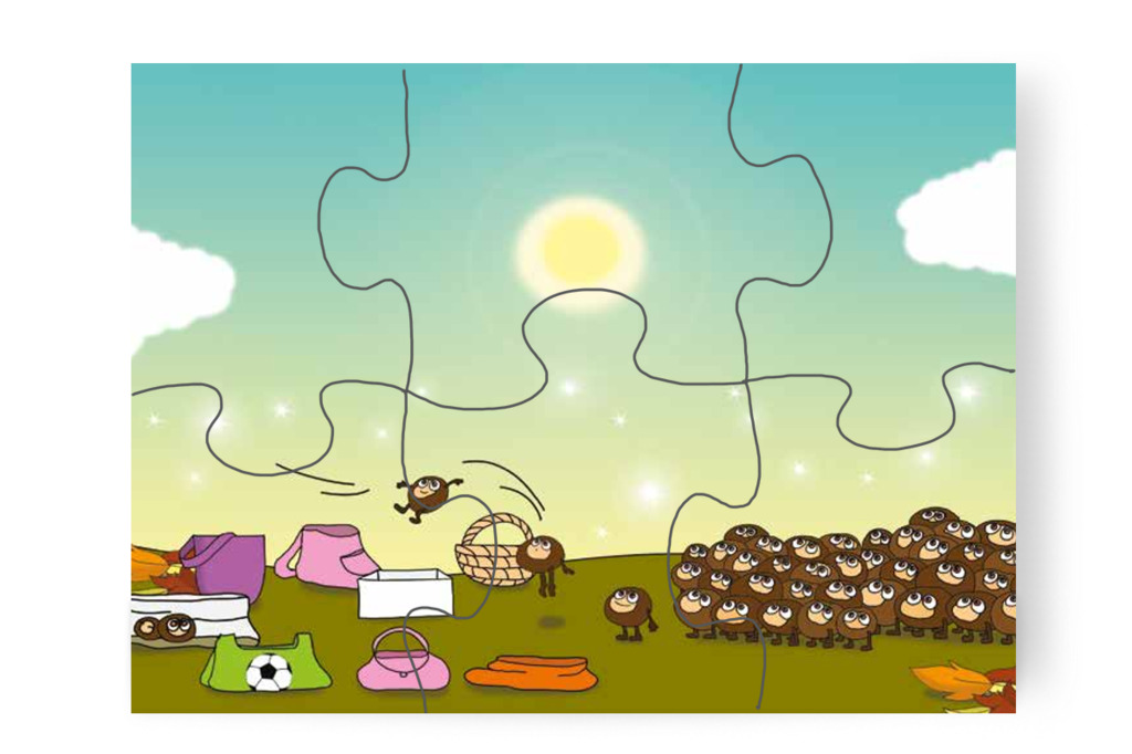 A gesztenyék visszaugranak – Márky és a gesztenyeszedés puzzle, 6 darab [TC35-18-P06]