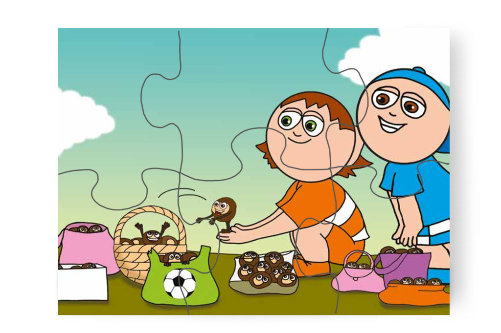Klára kosarába teszik – Márky és a gesztenyeszedés puzzle, 6 darab [TC35-24-P06]