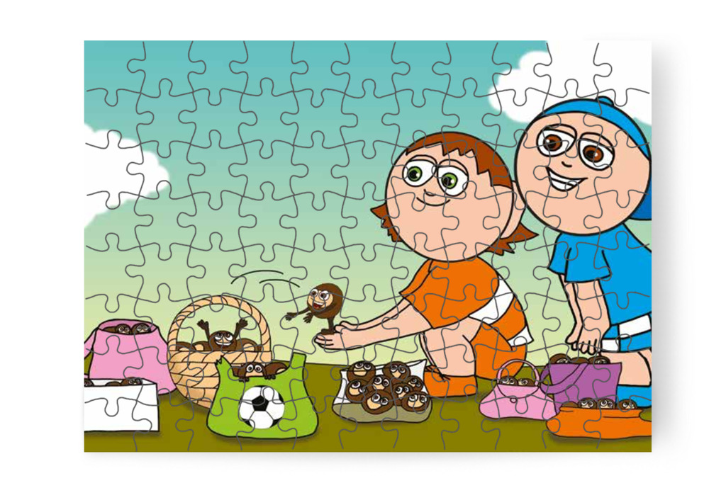 Klára kosarába teszik – Márky és a gesztenyeszedés puzzle, 88 darab [TC35-24-P88]