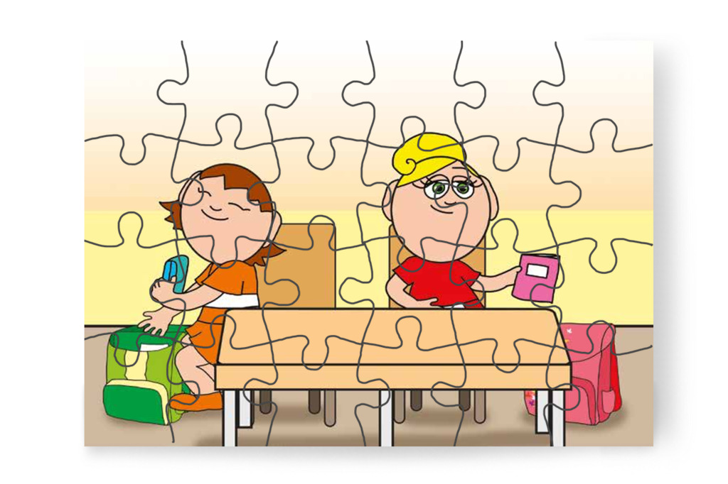 Kata és Ádám együtt pakolnak – Kata első napja az iskolában puzzle, 24 darab [TC36-06-P24]
