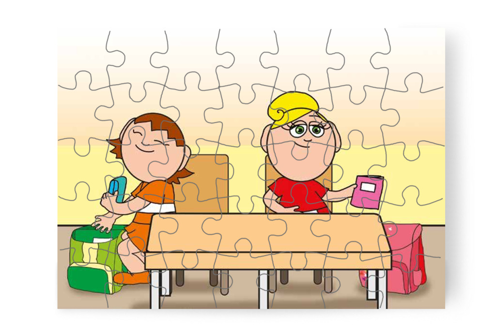 Kata és Ádám együtt pakolnak – Kata első napja az iskolában puzzle, 35 darab [TC36-06-P35]