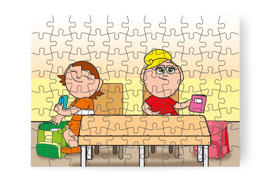 Kata és Ádám együtt pakolnak – Kata első napja az iskolában puzzle, 88 darab [TC36-06-P88]