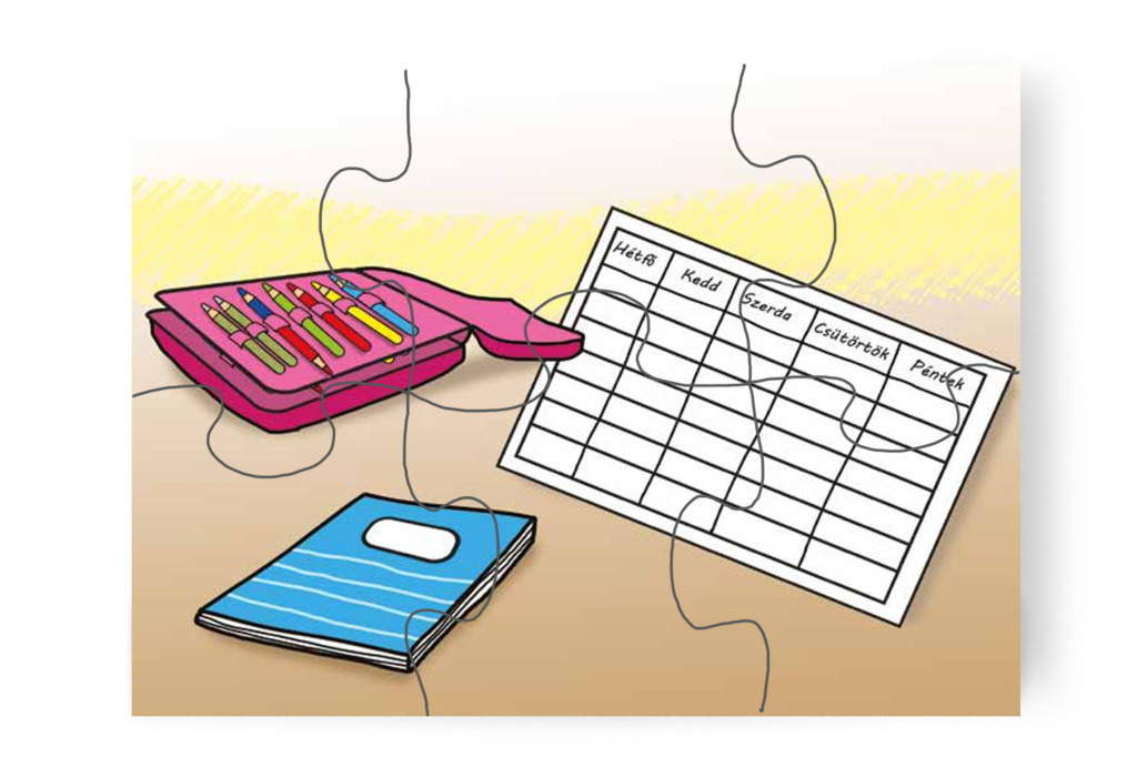 Előkészítik a tanszereket – Kata első napja az iskolában puzzle, 6 darab [TC36-07-P06]