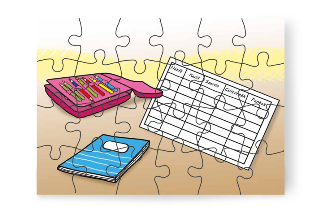 Előkészítik a tanszereket – Kata első napja az iskolában puzzle, 24 darab [TC36-07-P24]