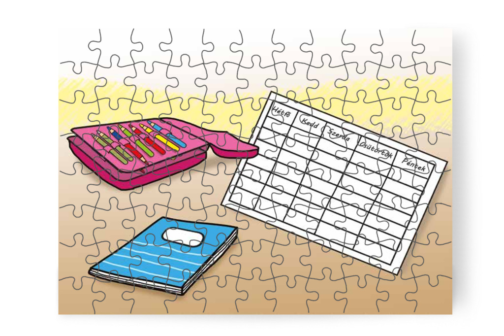 Előkészítik a tanszereket – Kata első napja az iskolában puzzle, 88 darab [TC36-07-P88]