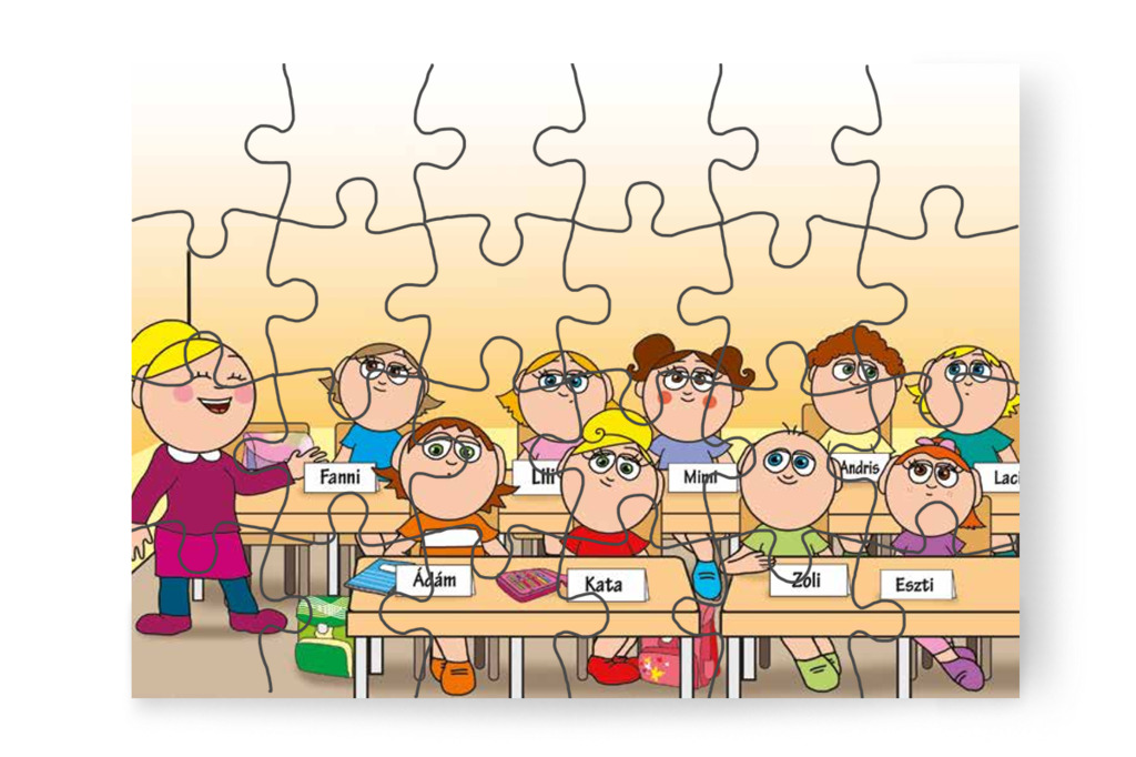 Névtáblát kapnak a gyerekek – Kata első napja az iskolában puzzle, 24 darab [TC36-10-P24]